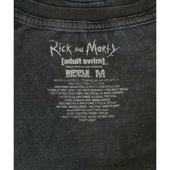 Rick and Morty Unisex Medium T Shirt Black Graphic Ripple Junction Adult Swim - Picture 4 of 4